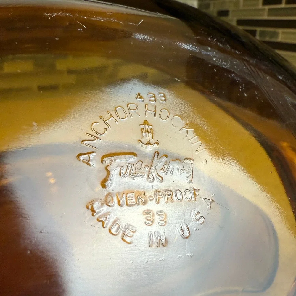 VTG Anchor Hocking Fire-King Amber Glass Casserole Dish with Lid Oven-Proof USA